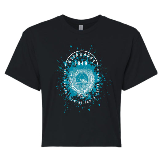Nicaragua 1849 Blue Splash Crop T-shirt
