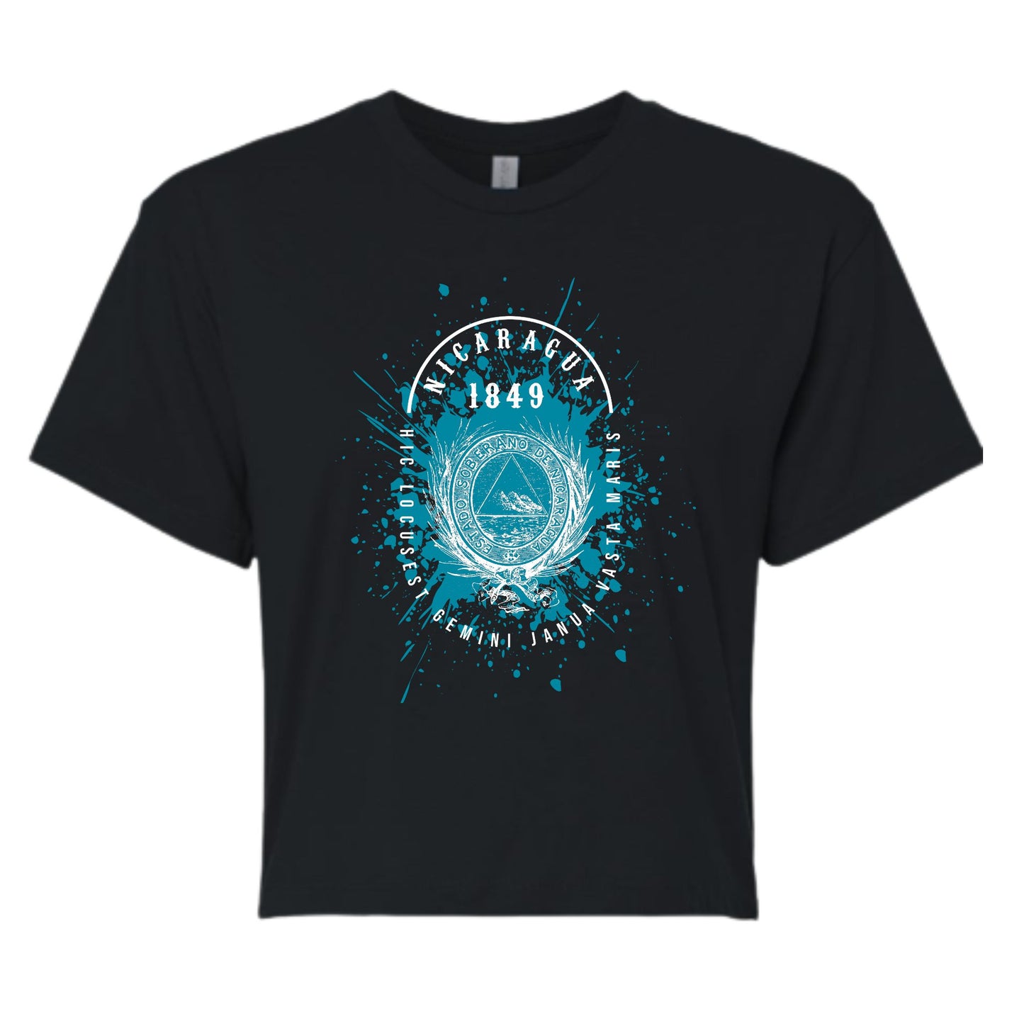 Nicaragua 1849 Blue Splash Crop T-shirt